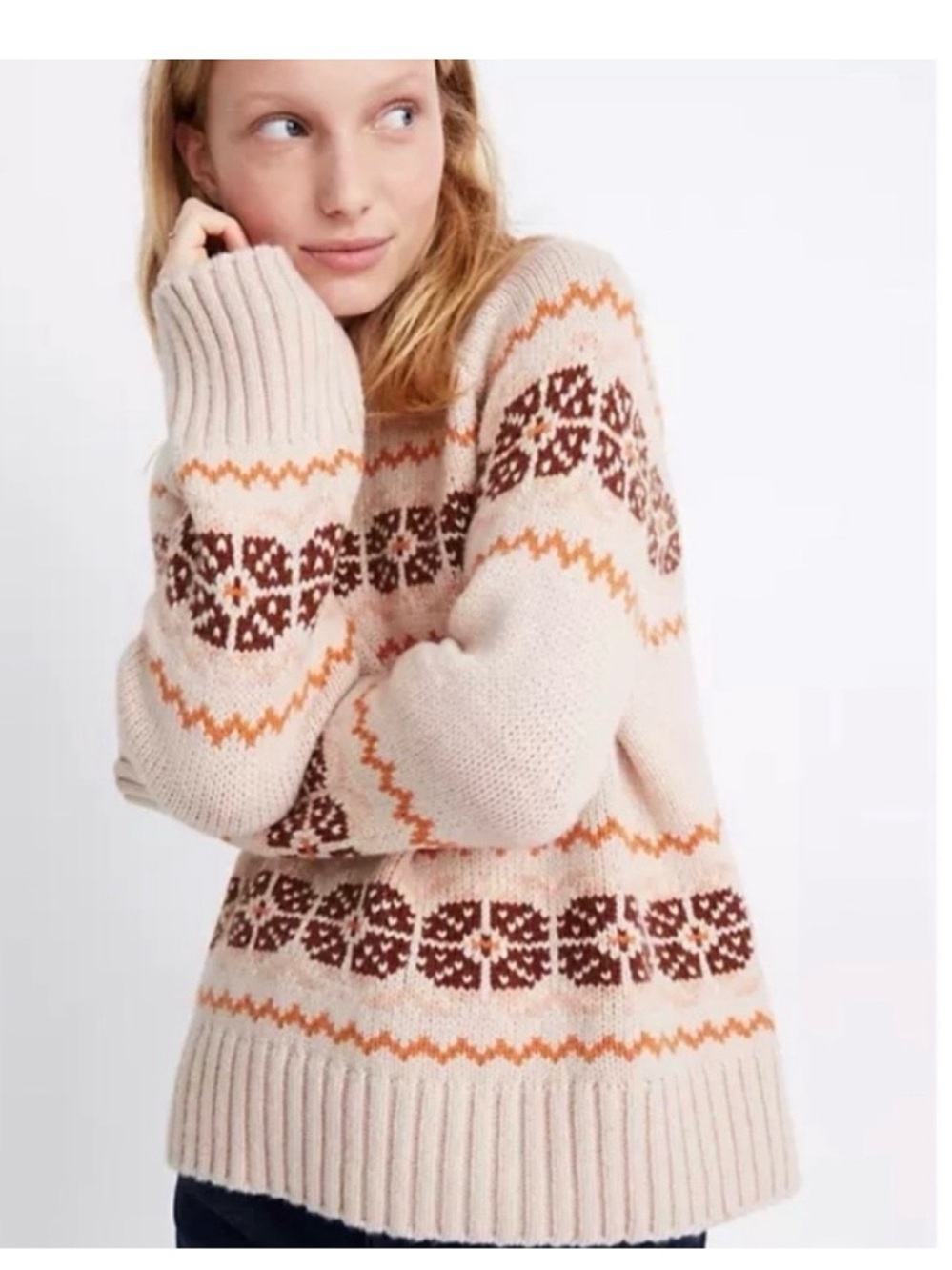 Madewell fair isle mock neck sweater small